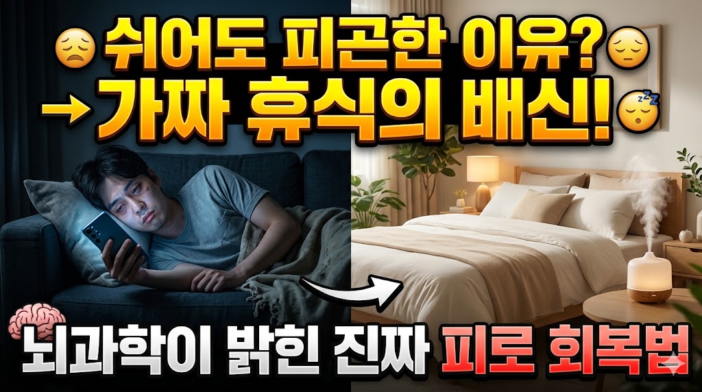 [뇌 웰니스] 쉬어도 피곤한 진짜 이유, 당신의 뇌는 '가짜 휴식'에 속고 있다 (불면증과 만성피로 해결책)