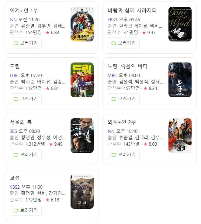 추석 특선 영화