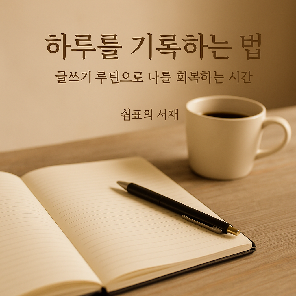 하루를 기록하는 법 썸네일 이미지 - 따뜻한 실내 테이블 위 노트와 커피, 글쓰기 루틴으로 마음을 회복하는 시간