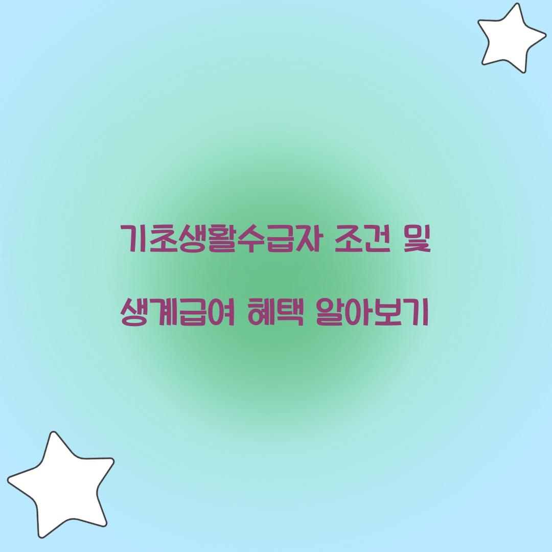 기초생활수급자 조건