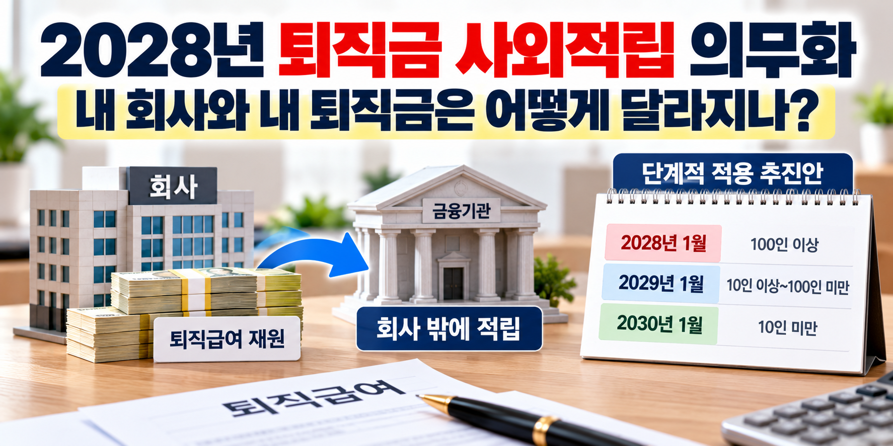 2028년 퇴직금 사외적립 의무화 추진 일정과 사업장 규모별 적용 대상