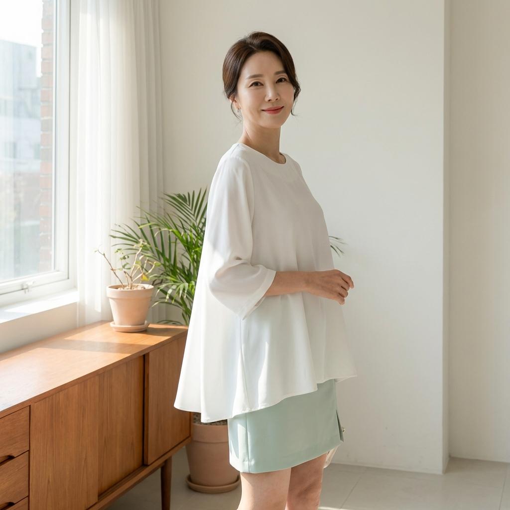부해 보이지 않는 A라인 블라우스 코디 노하우
