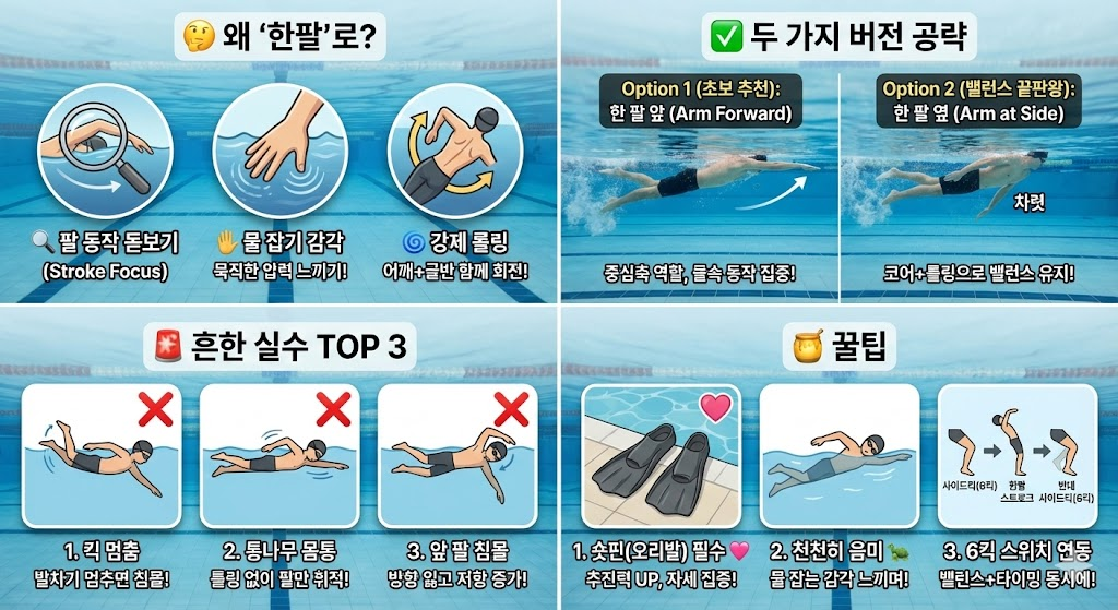 수영 짝팔 교정