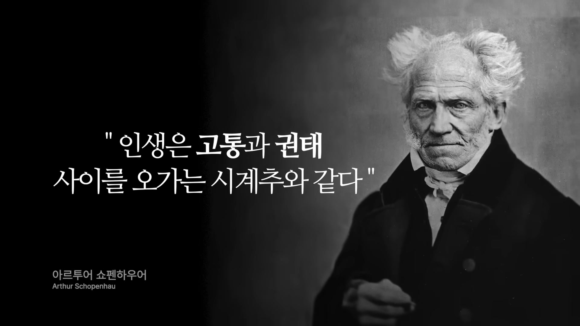 인생은 고통과 권태 사이를 오가는 시계추와 같다