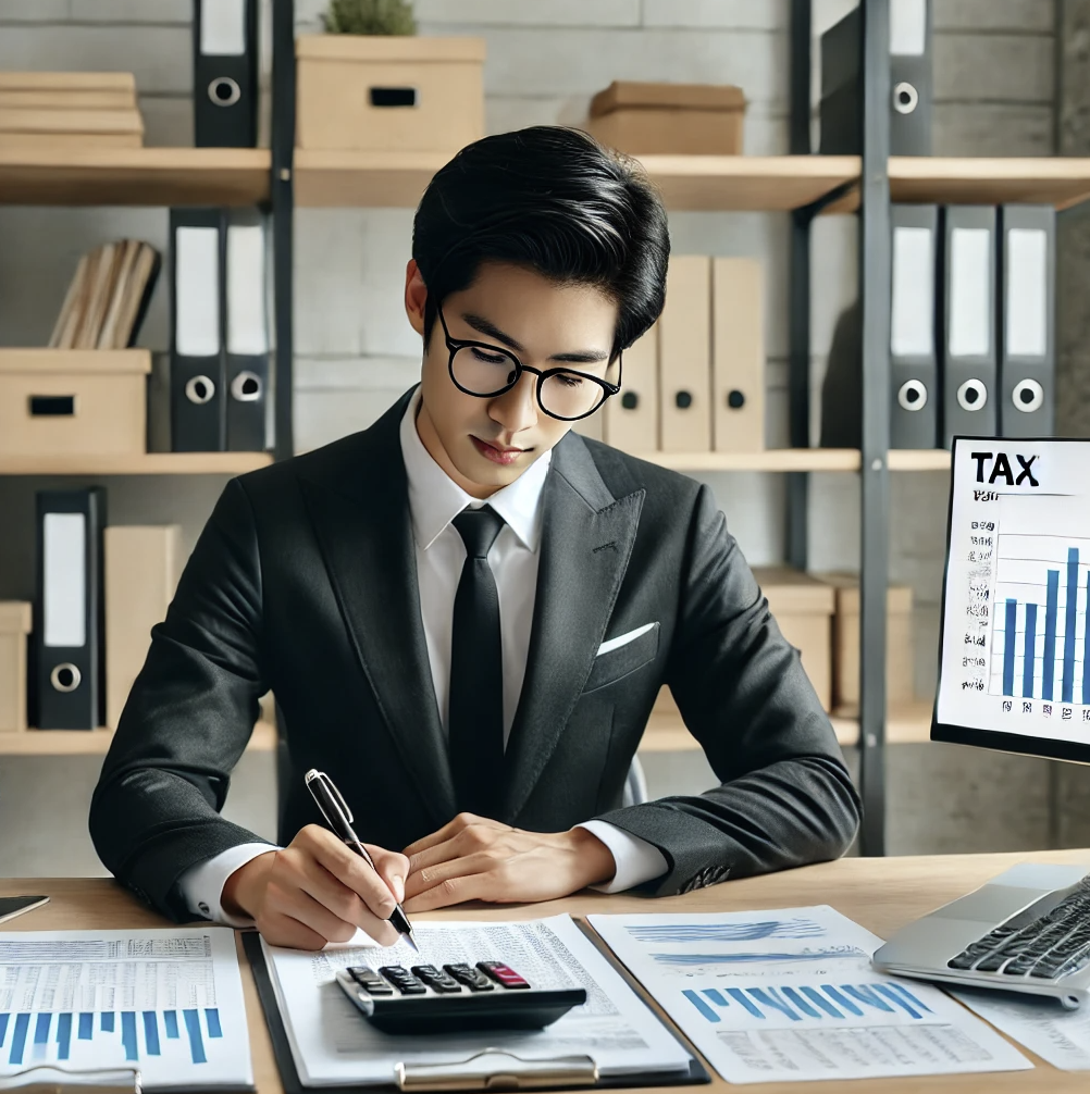 공익법인의 세무 신고 및 재정 검토하는 장면