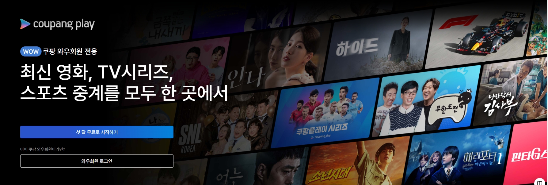 쿠팡플레이 홈페이지