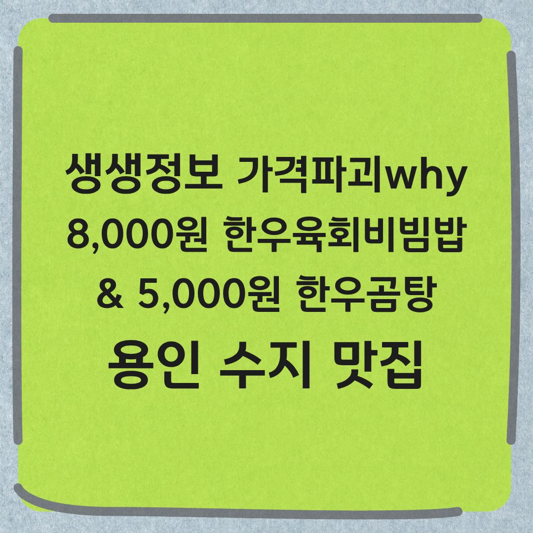 생생정보 가격파괴why 용인 8000원 한우육회비빔밥 &amp; 5000원 한우곰탕 맛집 정보