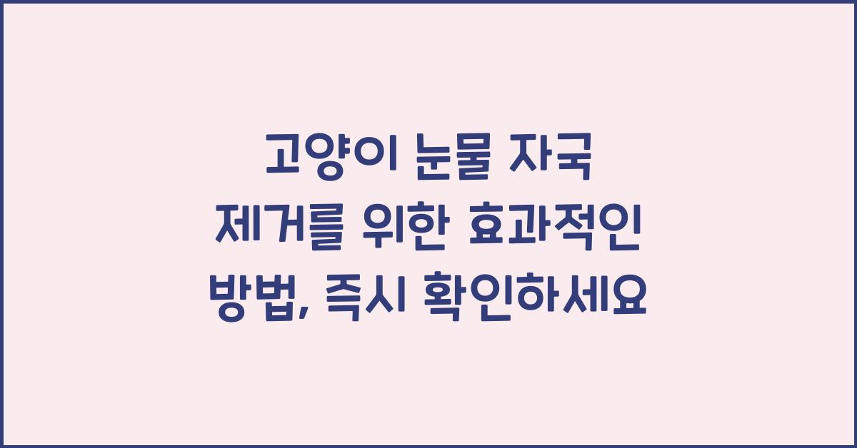 고양이 눈물 자국 제거를 위한 효과적인 방법