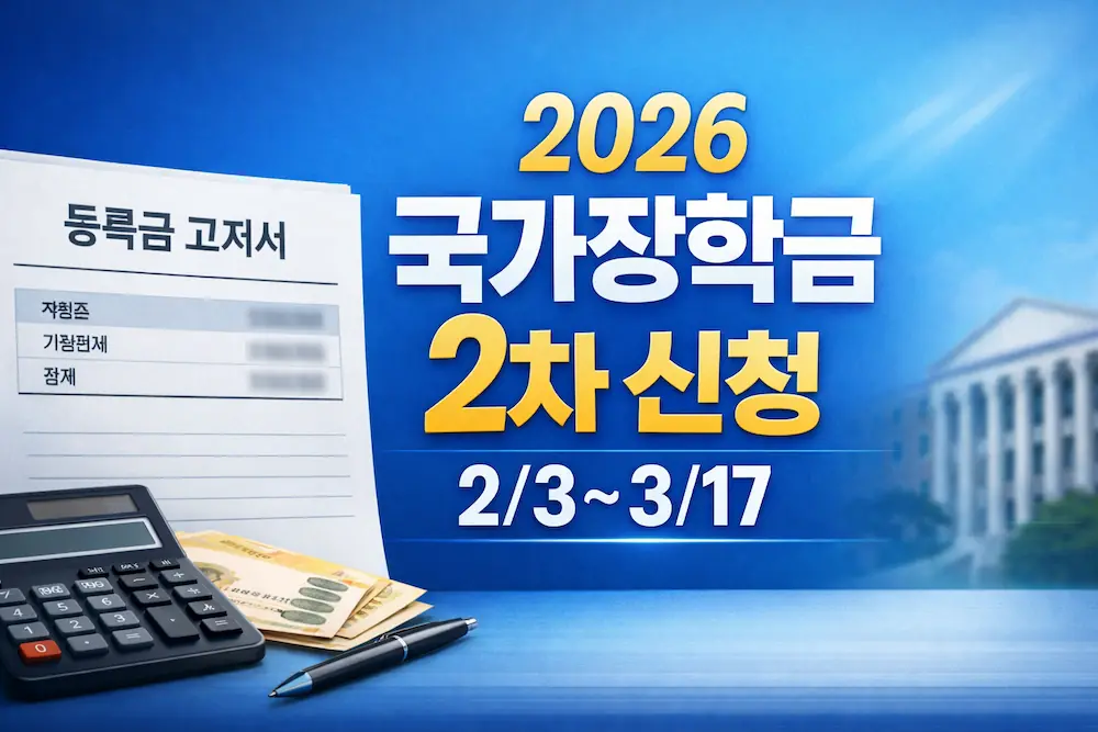 2026년 1학기 국가장학금 2차 신청기간 2월 3일~3월 17일 안내 썸네일