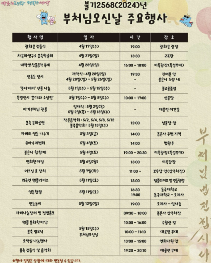 봉은사 부처님 오신날 행사일정