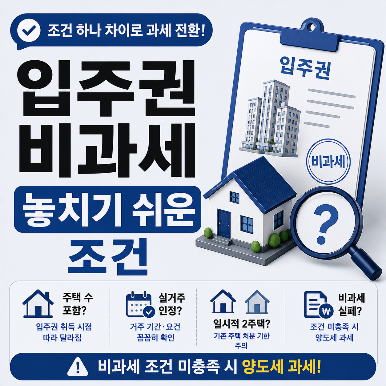 입주권 비과세 조건 안 되는 경우 확인