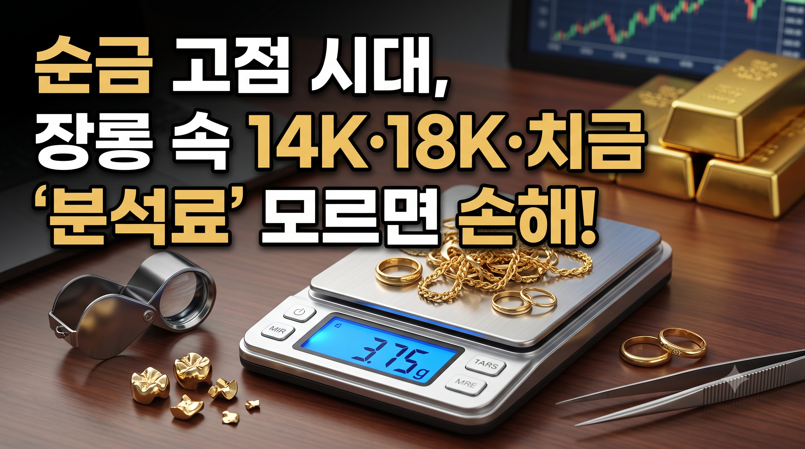 금값 고점 시기 고금 매입 감정 및 14K 18K 치금 분석료 계산 기준