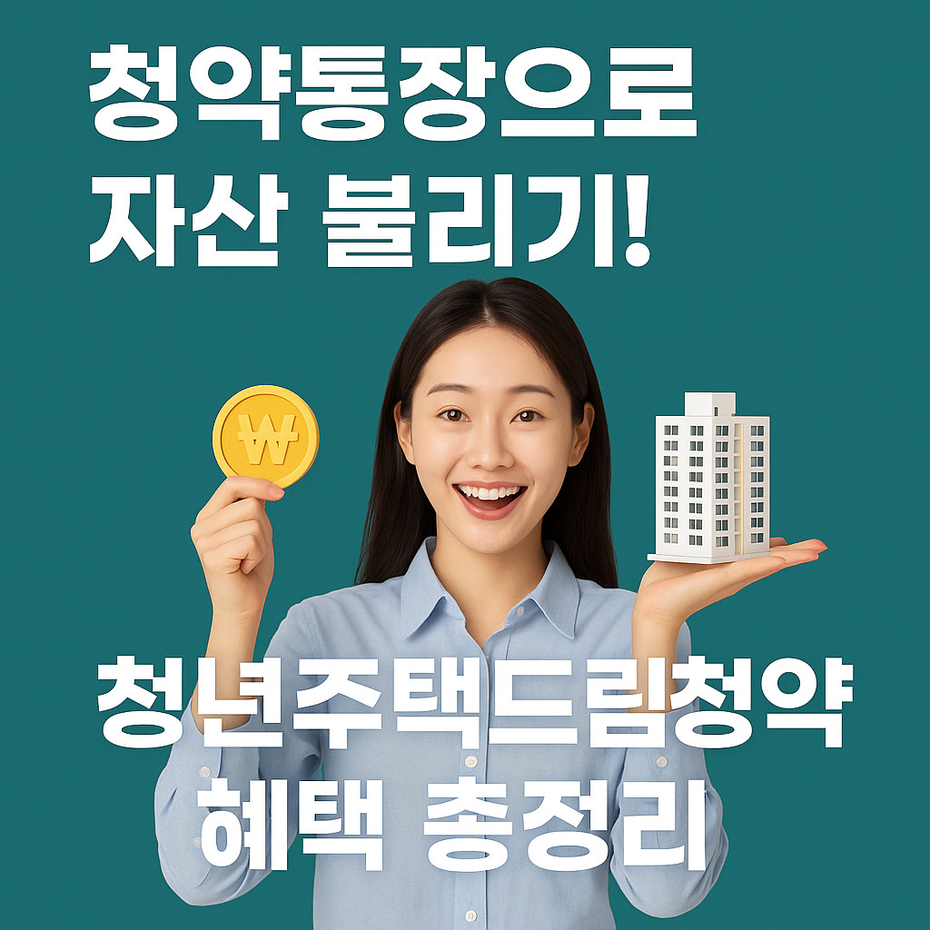 청약통장으로 자산 불리기! 청년주택드림청약 혜택 정리하는 여성. 청약통장, 가점제, 우대금리, 소득공제 안내 이미지