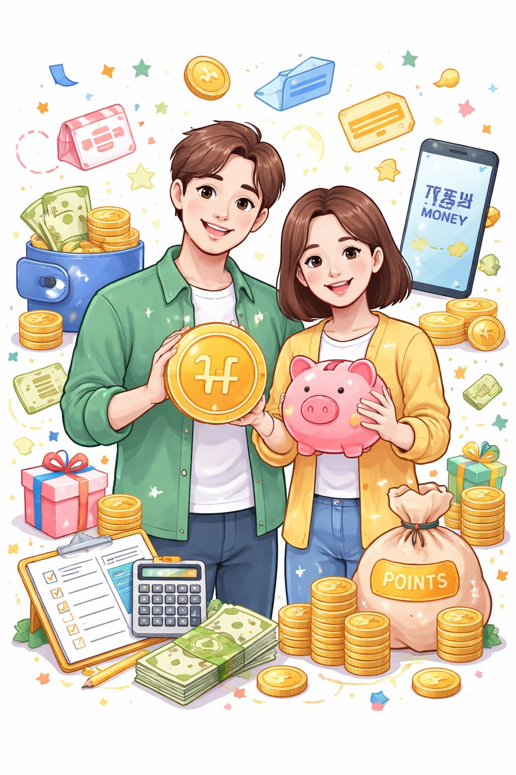 튼튼머니 받고 행복만 커플 이미지