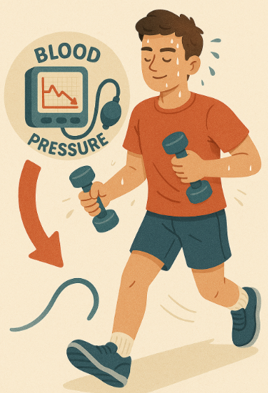 운동으로 혈압 안정 시키는 모습
