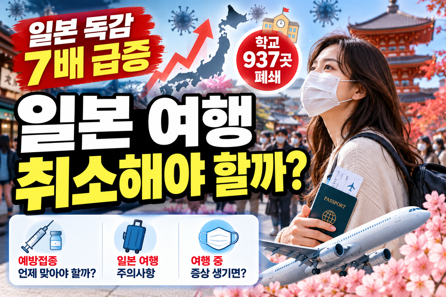 2026년 일본 독감 유행 환자 급증과 일본 여행 예방접종 주의사항