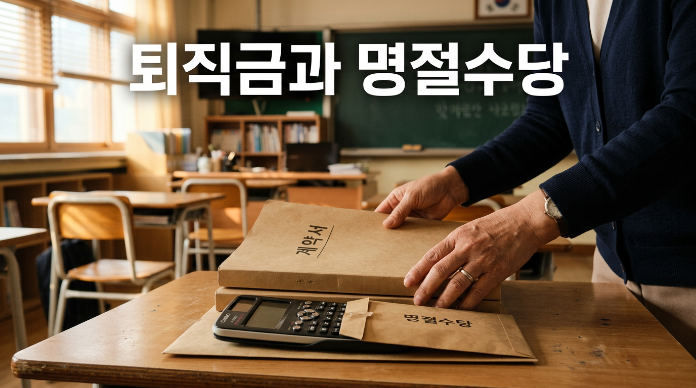 기간제 교사 퇴직금과 명절수당 서류를 정리하는 모습