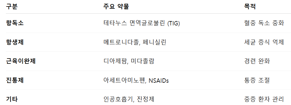 파상풍 치료약 정리표