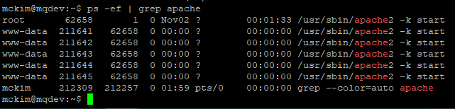 apache2 pid 확인방법