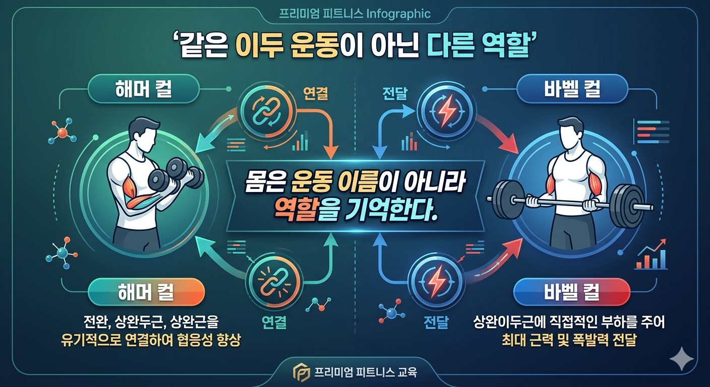 같은 이두 운동이 아닌 다른 역할