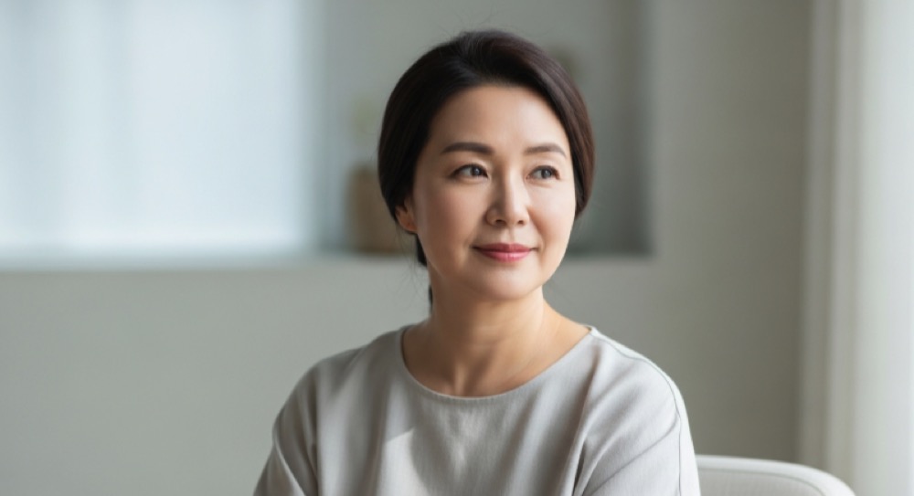 갱년기 관리를 통해 안정된 상태를 느끼는 모습