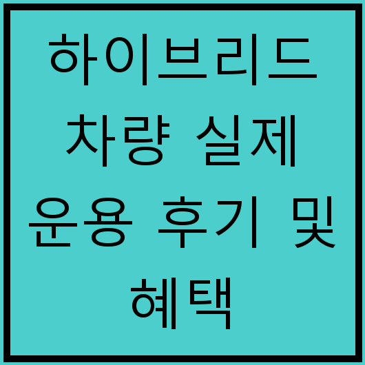 하이브리드 차량 실제 운용 후기 및 혜택