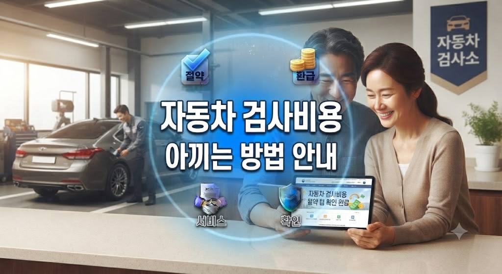 자동차검사소에서 검사비용 절약한 부부의 모습