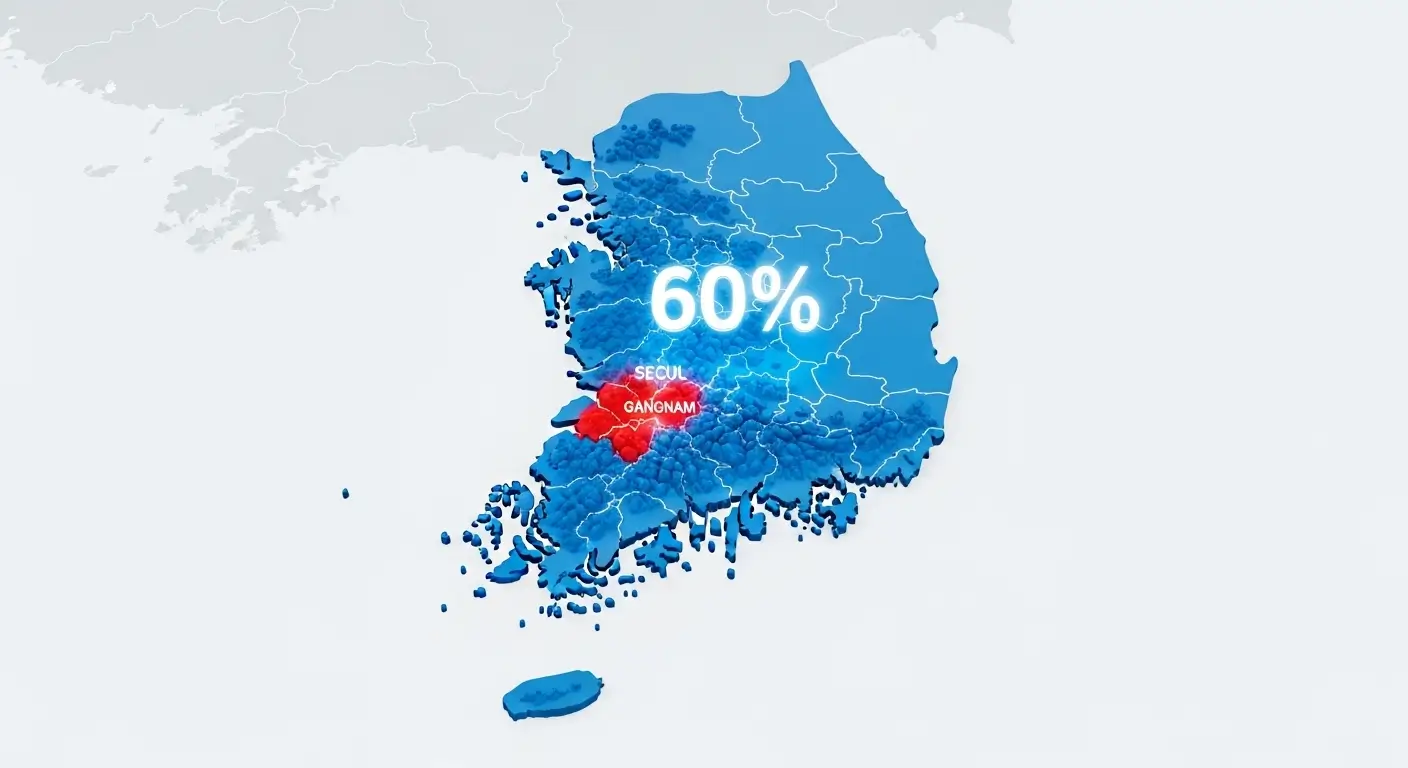 대한민국 지도에서 규제지역을 제외한 넓은 비규제지역이 파란색으로 밝게 표시되는 모습