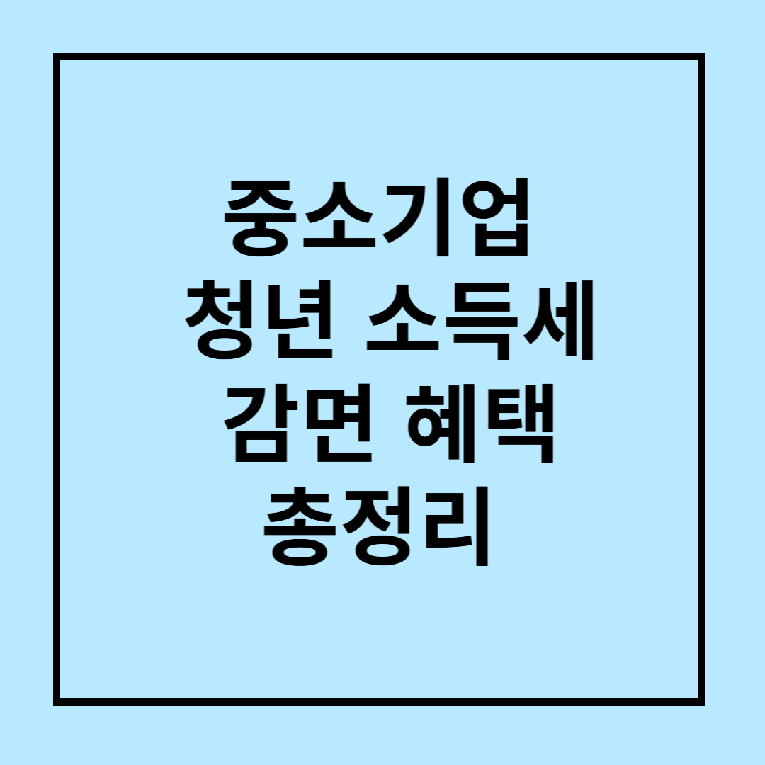 중소기업 청년 소득세 감면 혜택 총정리