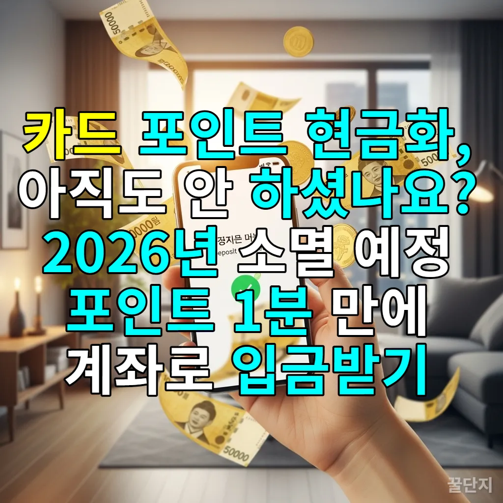 스마트폰으로 카드 포인트를 현금으로 입금받아 기뻐하는 모습