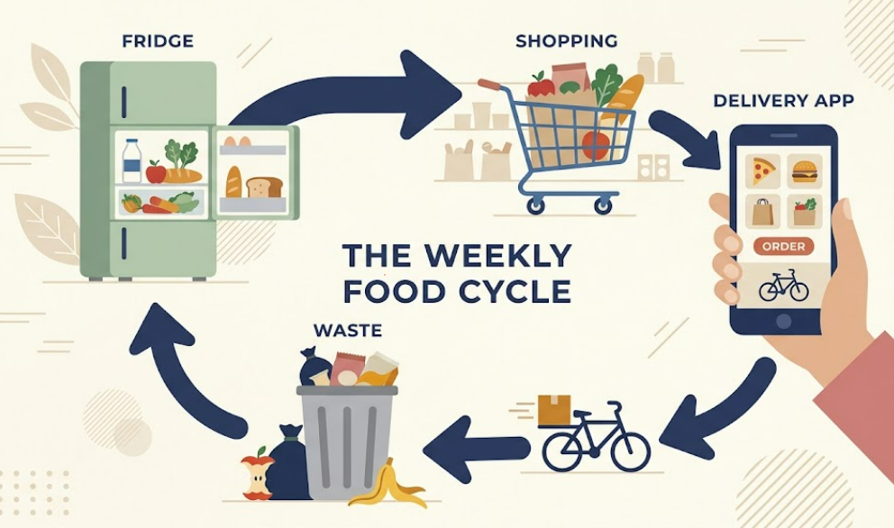 식비 반복 소비 순서와 지출 구조 흐름도
