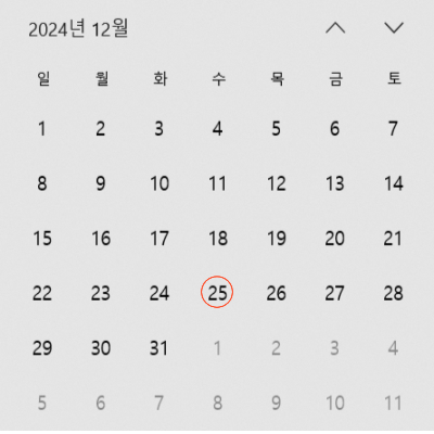 2024년 12월 달력