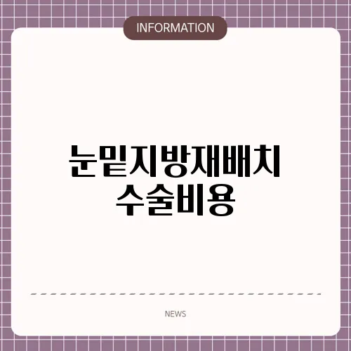 눈밑지방재배치 수술비용
