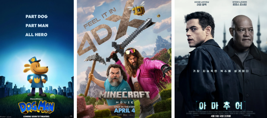 4월 개봉예정영화 기대작 10편 로비 파란 야당 도그맨 마인크래프트 아마추어