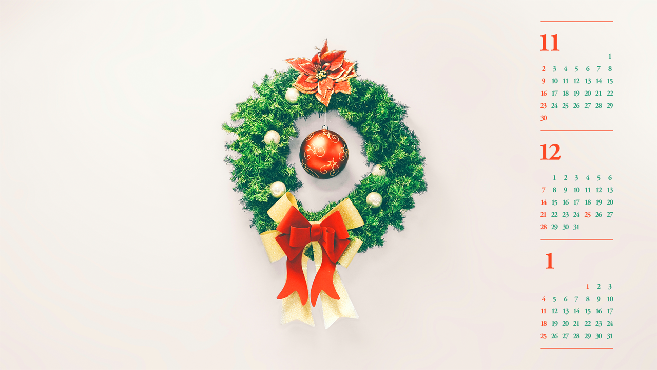 01 크리스마스 리스 B - 2025년12월 노트북배경화면