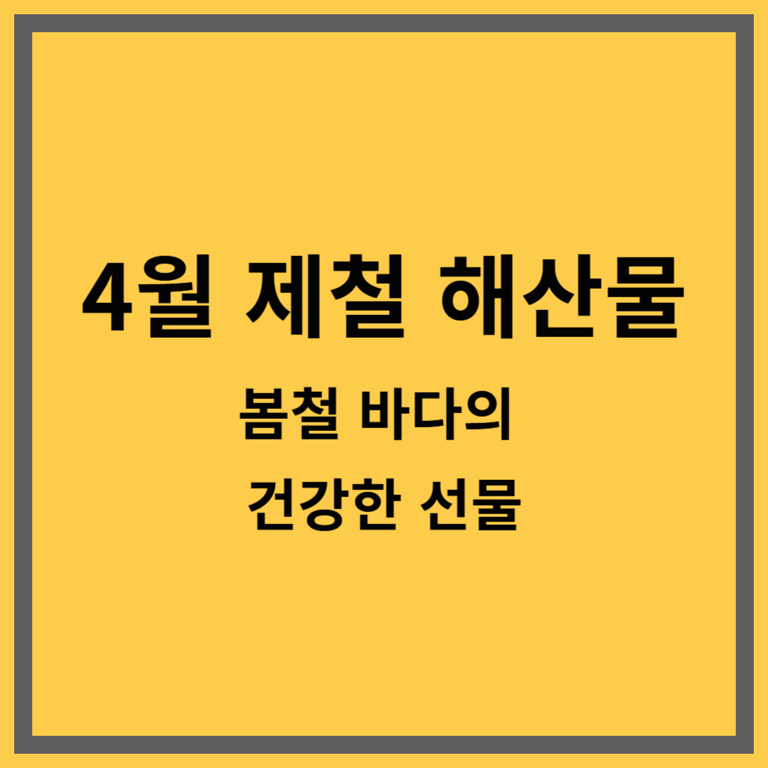 4월 제철 해산물｜봄철 바다의 건강한 선물