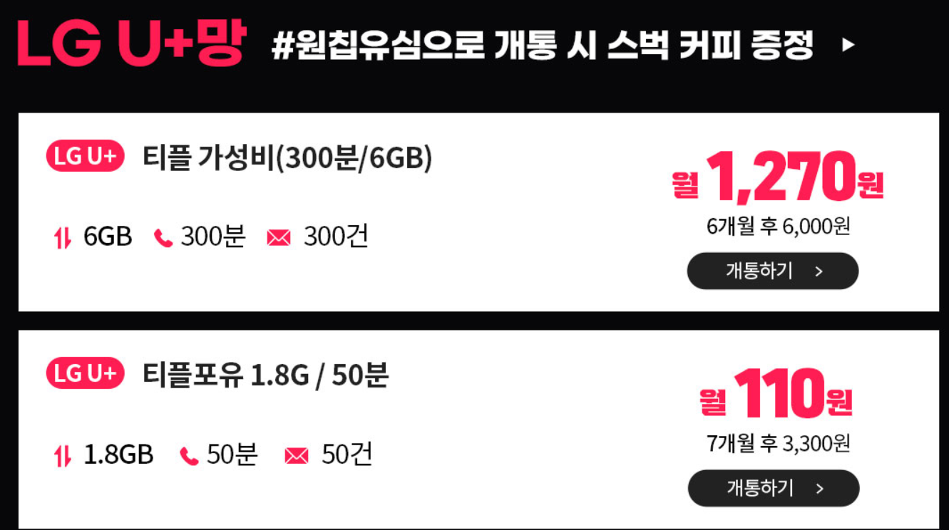 알뜰폰 요금제 추천: 티플러스 2월