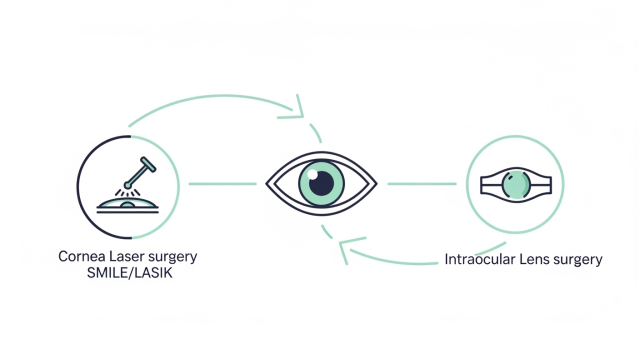 스마일 라식과 렌즈 교환술 중 수술 방향을 선택하는 흐름도