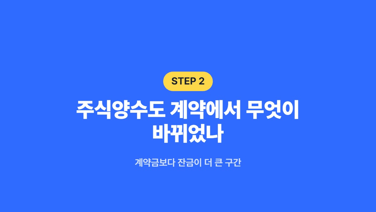 주식양수도 계약에서 무엇이 바뀌었나 &mdash; 계약금보다 잔금이 더 큰 구간