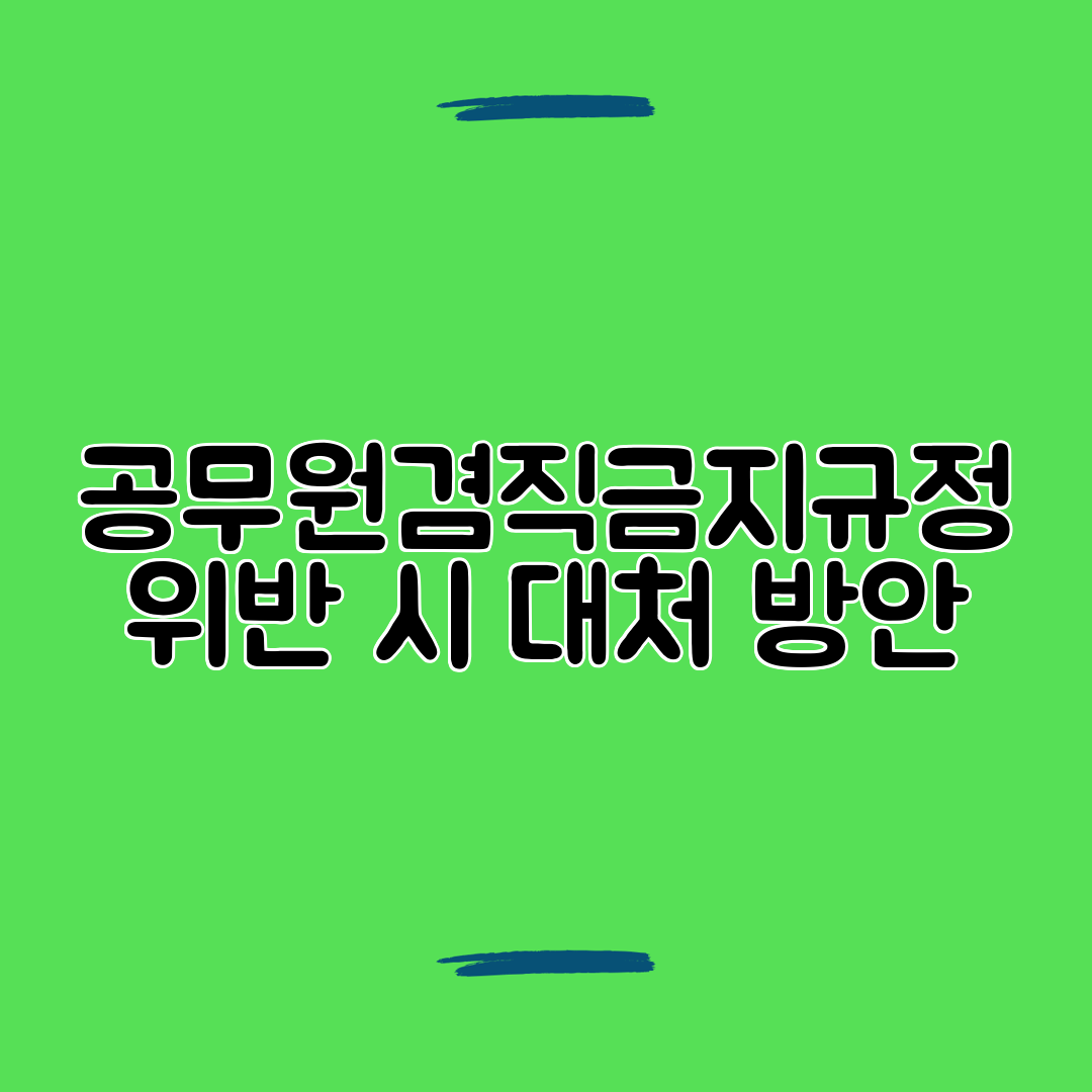 공무원겸직금지규정 위반 시 대처 방안