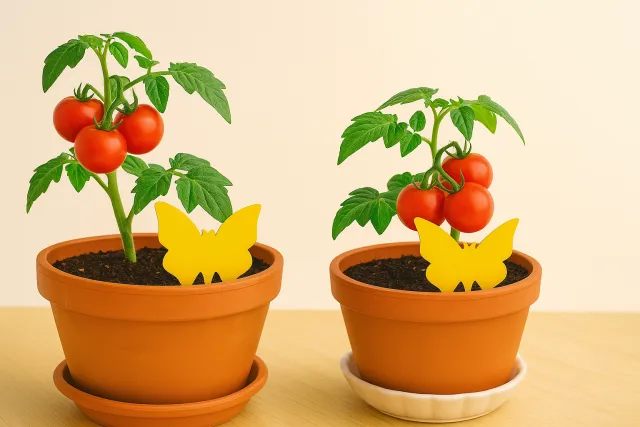 집에서 키우는 방울토마토 화분에 초파리 트랩 끼우기