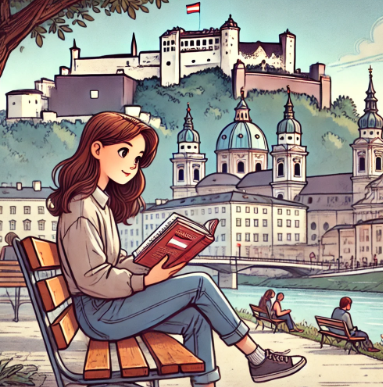 잘츠부르크에서 어학연수하는 여학생 모습