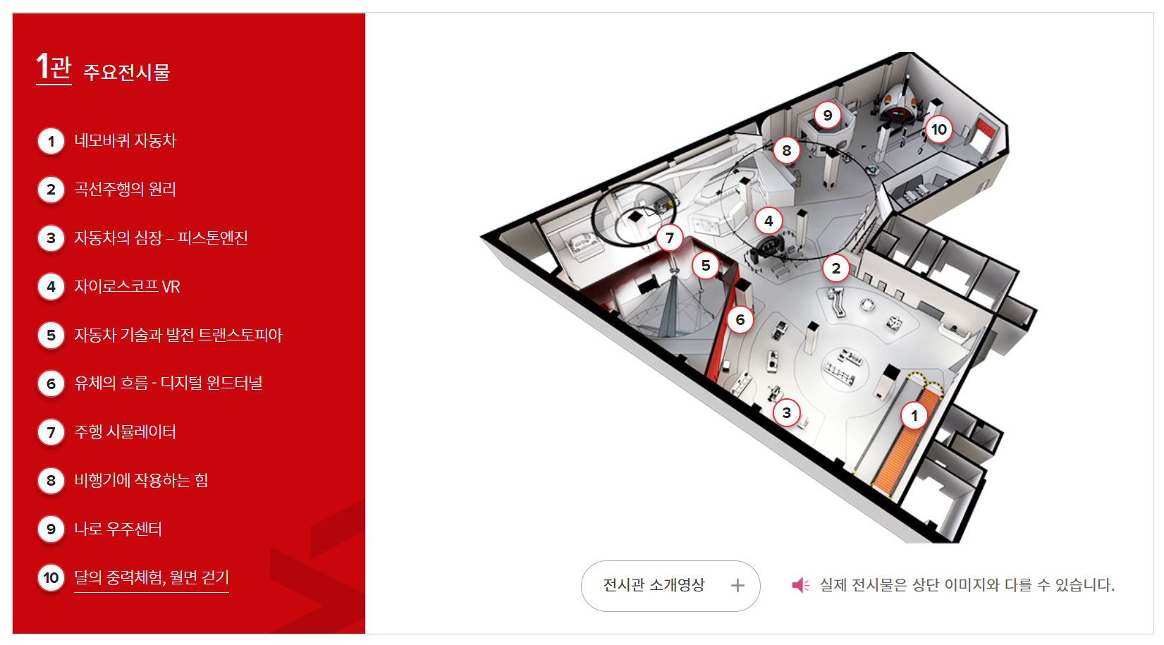 1관 주요전시물 사진입니다.