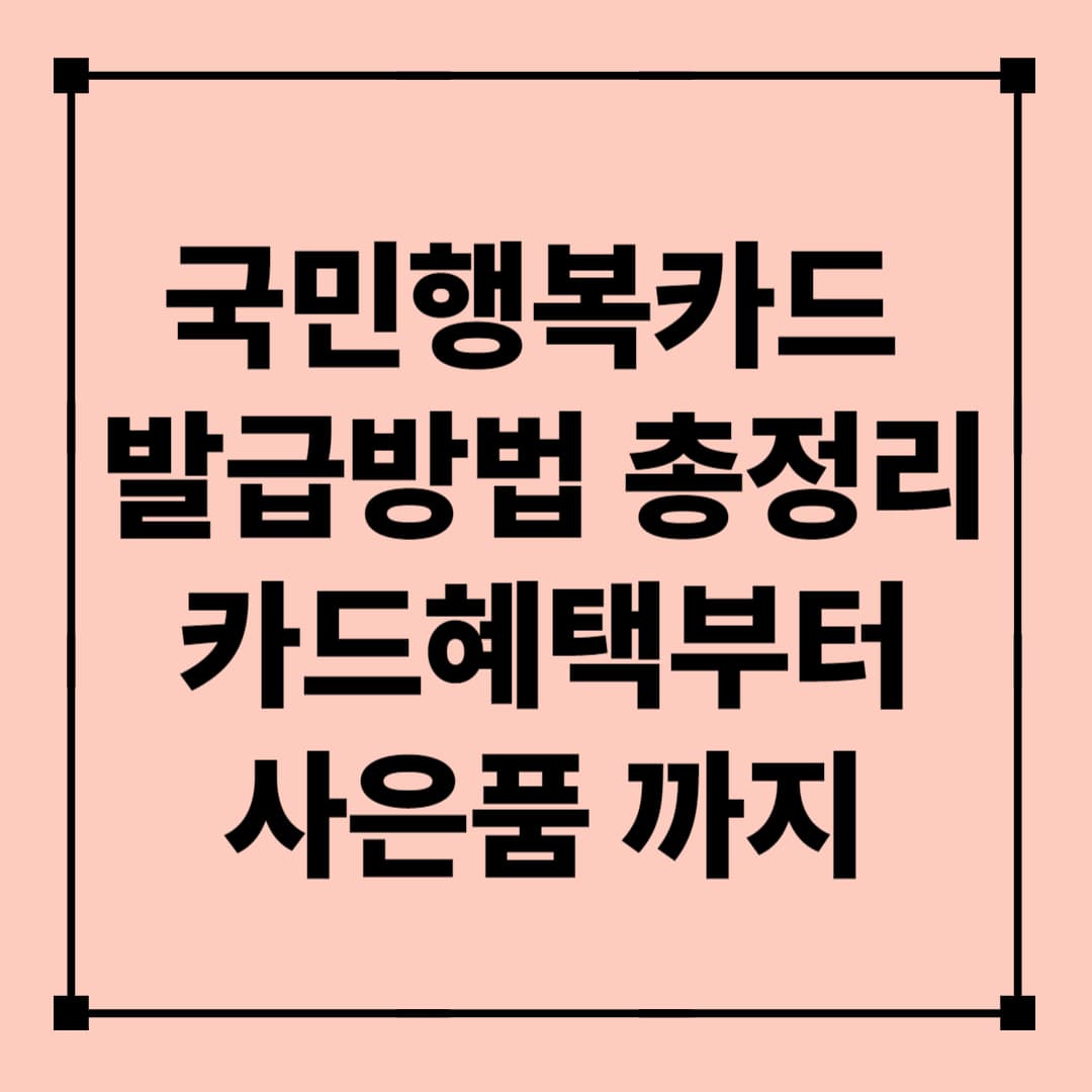2025 국민행복카드 신청꿀팁과 카드사별 사은품 혜택 비교 (베베폼, 미즈톡톡)