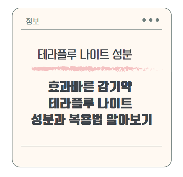 효과빠른 감기약 테라플루 나이트 성분과 복용법 알아보기