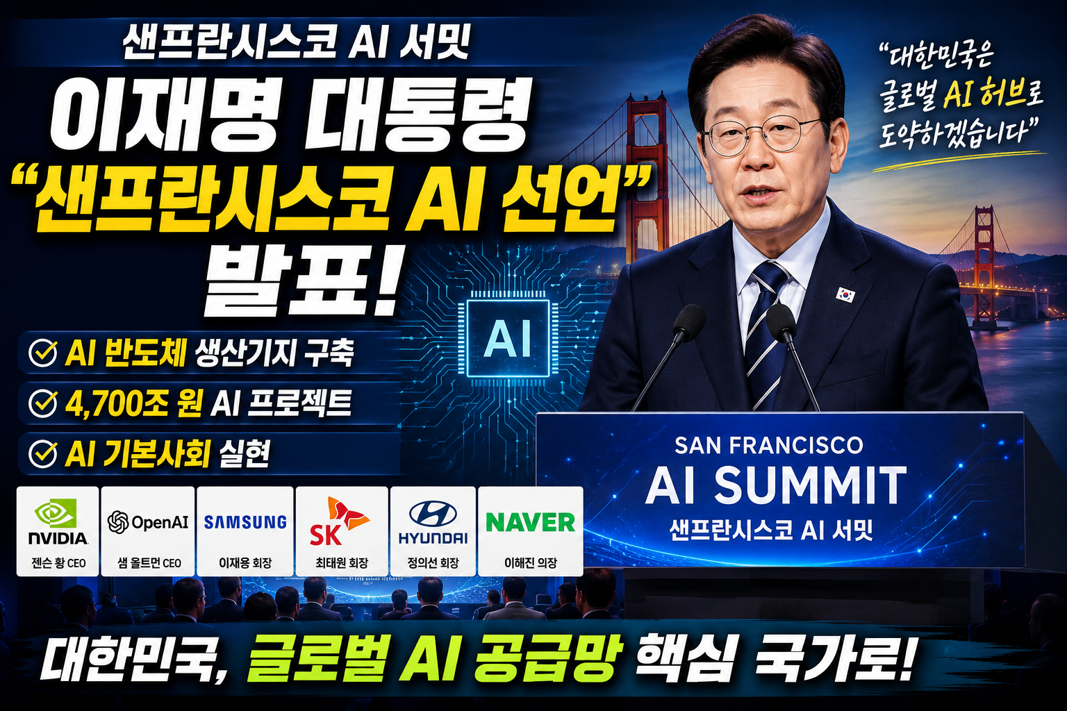 이재명 대통령 '샌프란시스코 AI 선언' 발표