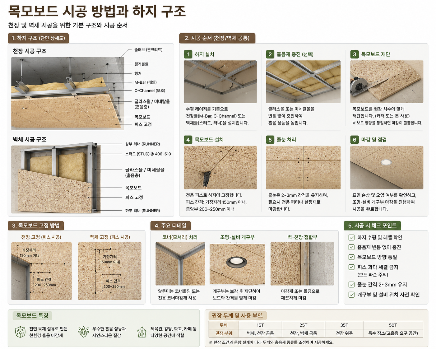 모보드 시공 방법과 하지 구조