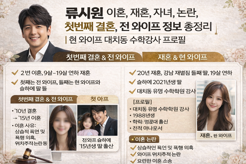 류시원 이혼&middot;재혼 논란 총정리 ❘ 전&middot;현 와이프는 누구?