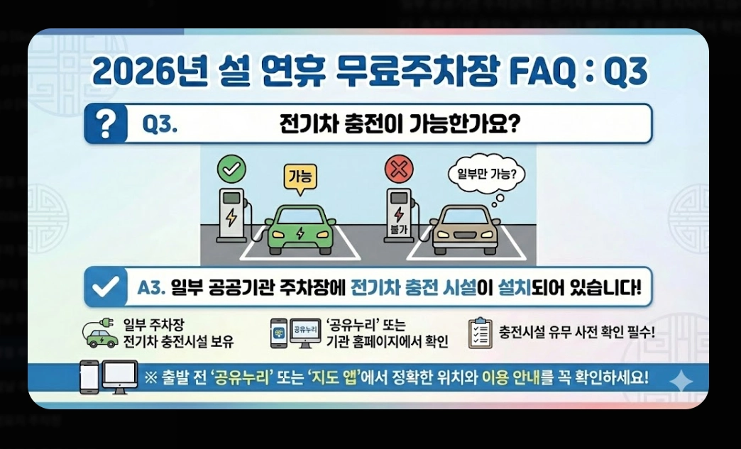 명절 무료주차장 확인(2026년, 설 연휴, 개방 현황)(+ 조회 방법)