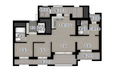 e편한세상 평택 라씨엘르/하이센트 - 59 비확장 평면도
